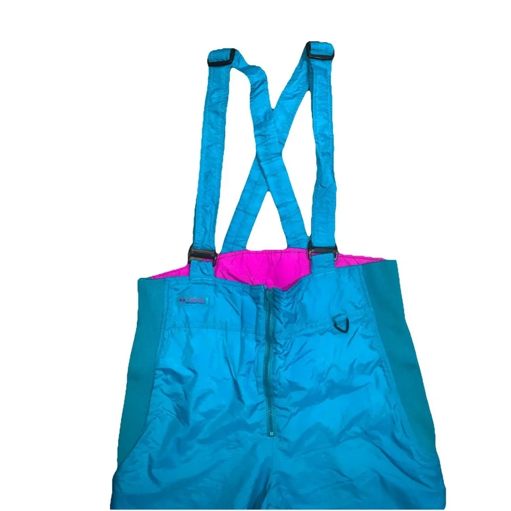 VTG Columbia Snow Pants Youth XL Insulated Ski Bibs Adj Straps Overall Turquoise